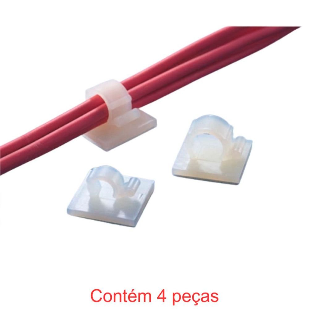 Clip Adesivo 13mm Branco 4 Peças Sforplast