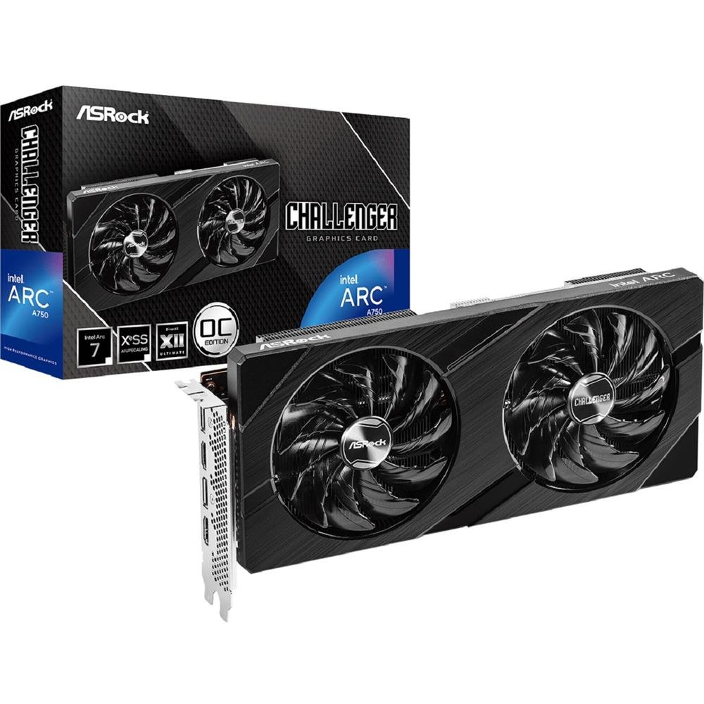 Placa de Video ASRock Arc A750 Challenger D OC, 8GB, GDDR6, 256-Bit, Preto