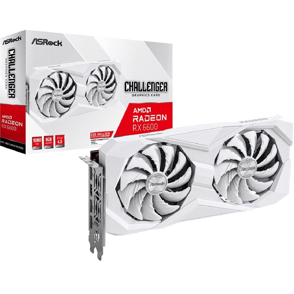 Placa de Video ASRock Radeon RX 6600 Challenger, 8GB, GDDR6, 128-Bit, Branco