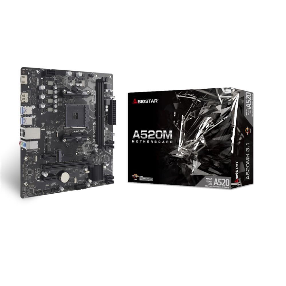 Placa Mãe Biostar A520MH 3.1, Chipset A520, AMD AM4, mATX, DDR4