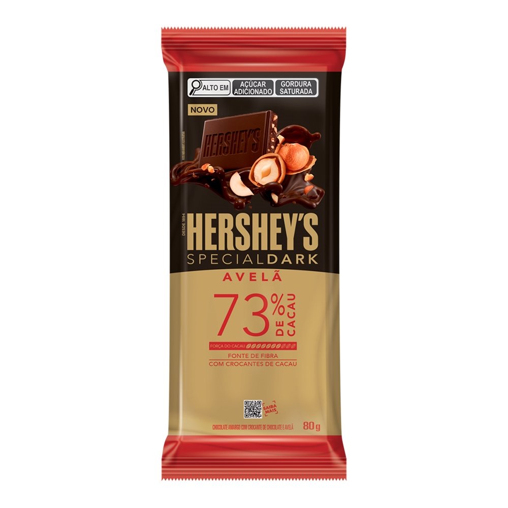 Chocolate Hershey's Special Dark 73% Avelã Barra 80g - Embalagem com 17 Unidades