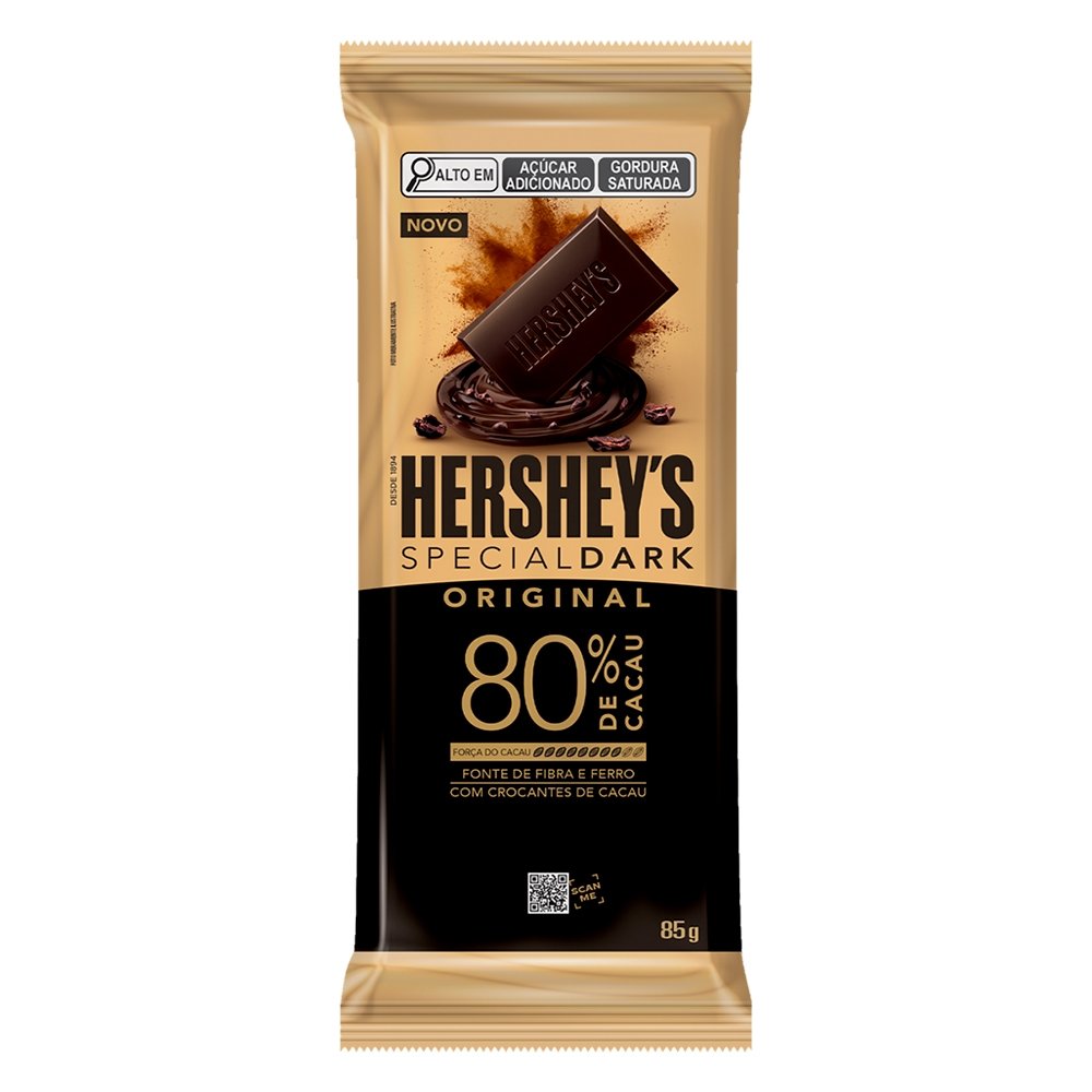Chocolate Hershey's Special Dark 80% Amargo Barra 85g - Embalagem com 17 Unidades