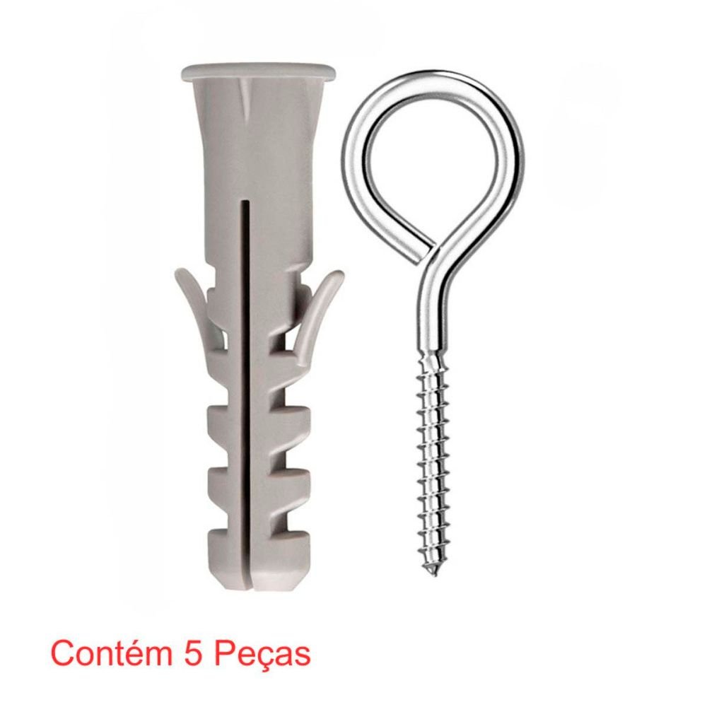 Parafuso Pitão 8 + Bucha Nylon Com Aba 8mm 5 Peças Sforplast