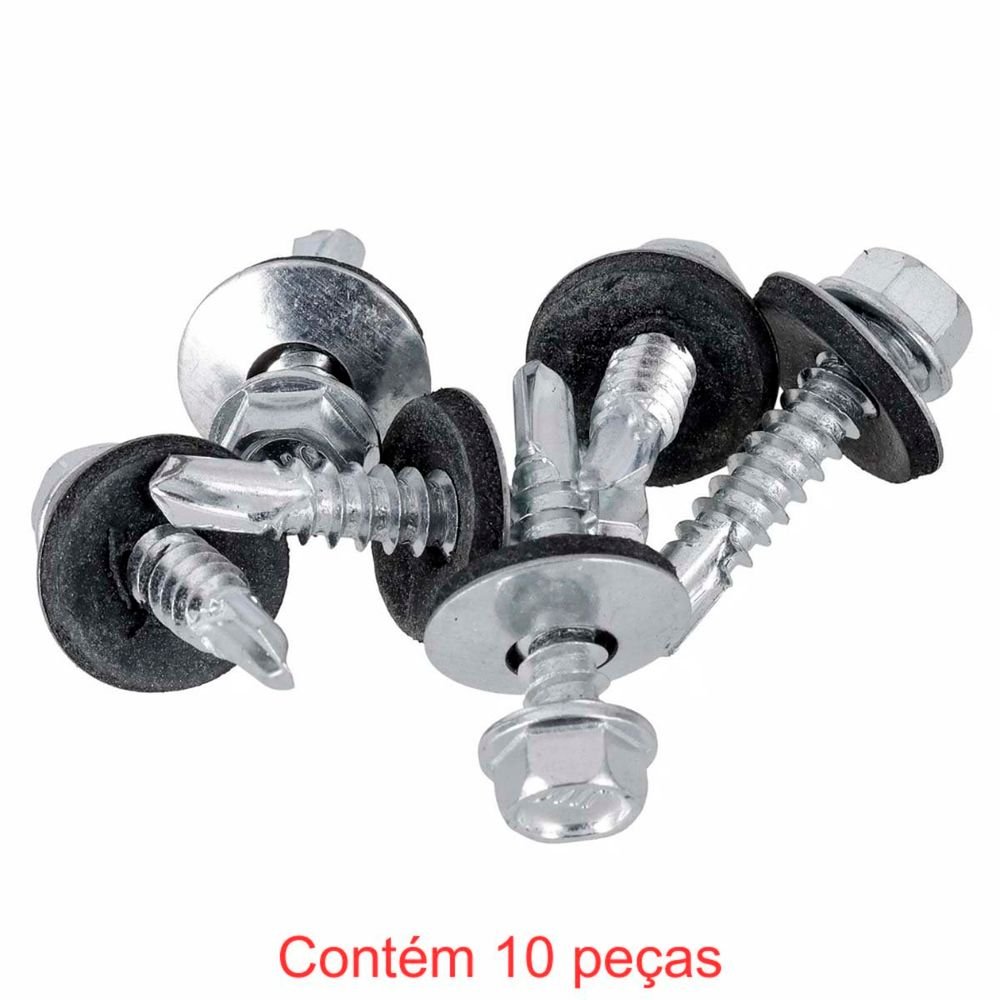 Parafuso Auto Brocante + Arruela Neoprene 12x7/8" 10 Peças Sforplat