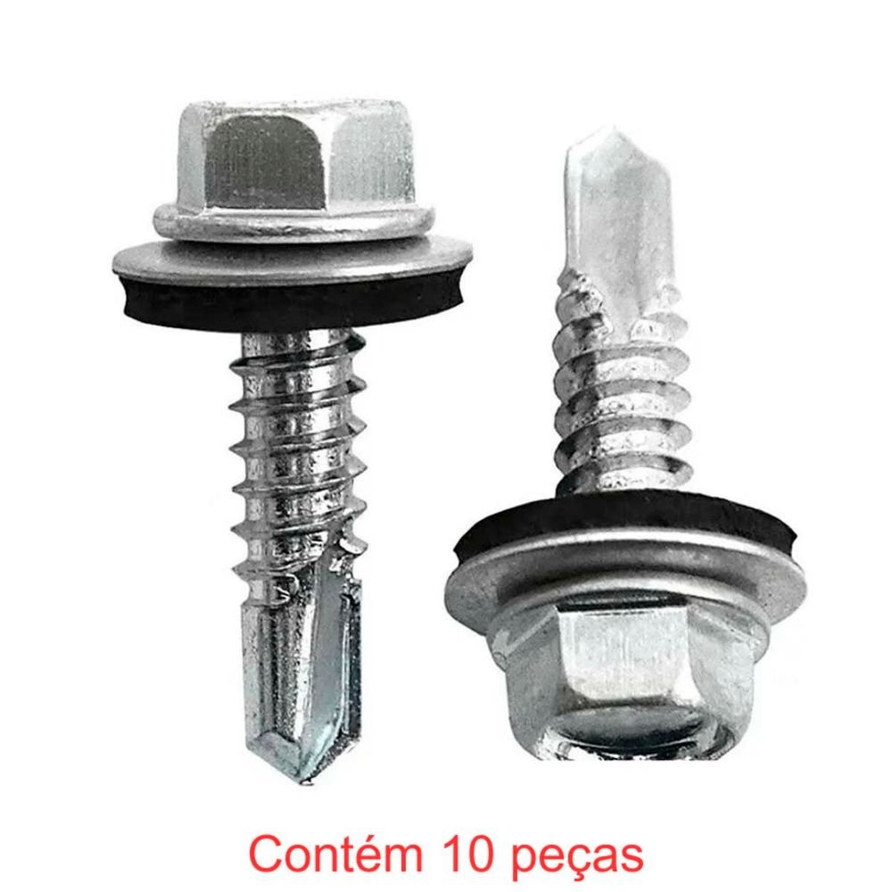 Parafuso Auto Brocante + Arruela Neoprene 12x7/8" 10 Peças Sforplat