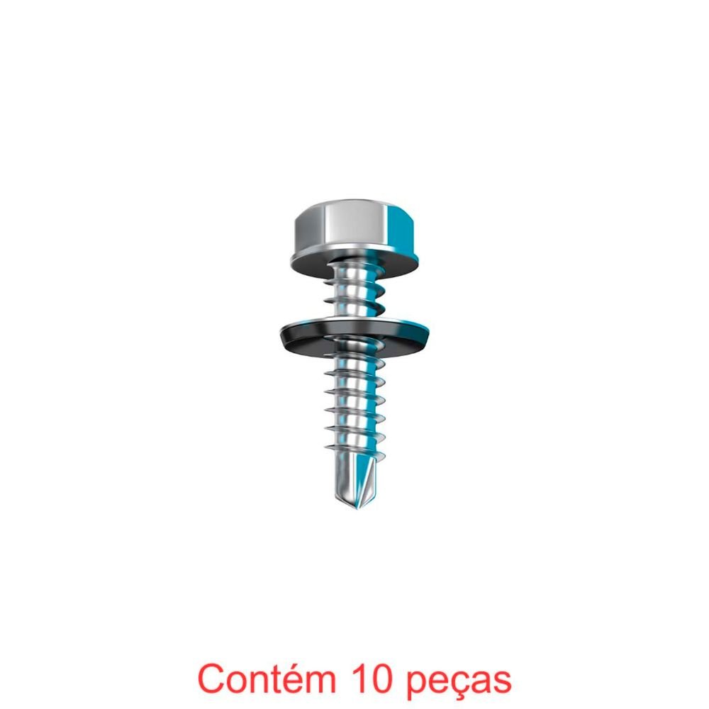 Parafuso Auto Brocante + Arruela Neoprene 12x7/8" 10 Peças Sforplat