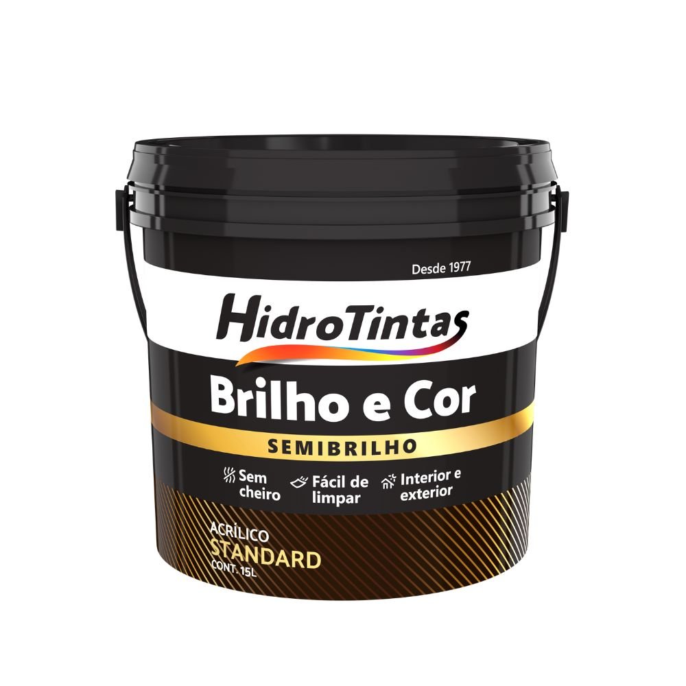 Tinta Acrílica Standard Semibrilho 15l Brilho E Cor Amarelo Ouro Hidrotintas