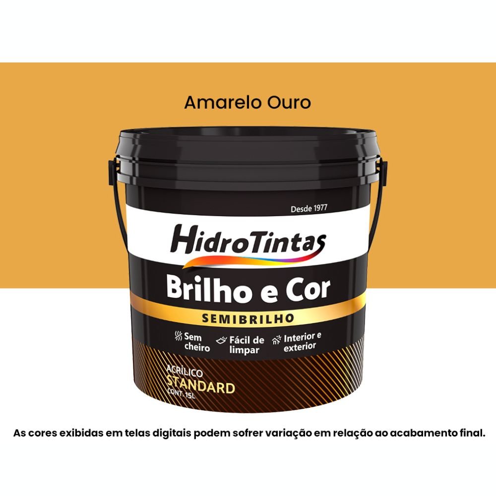 Tinta Acrílica Standard Semibrilho 15l Brilho E Cor Amarelo Ouro Hidrotintas