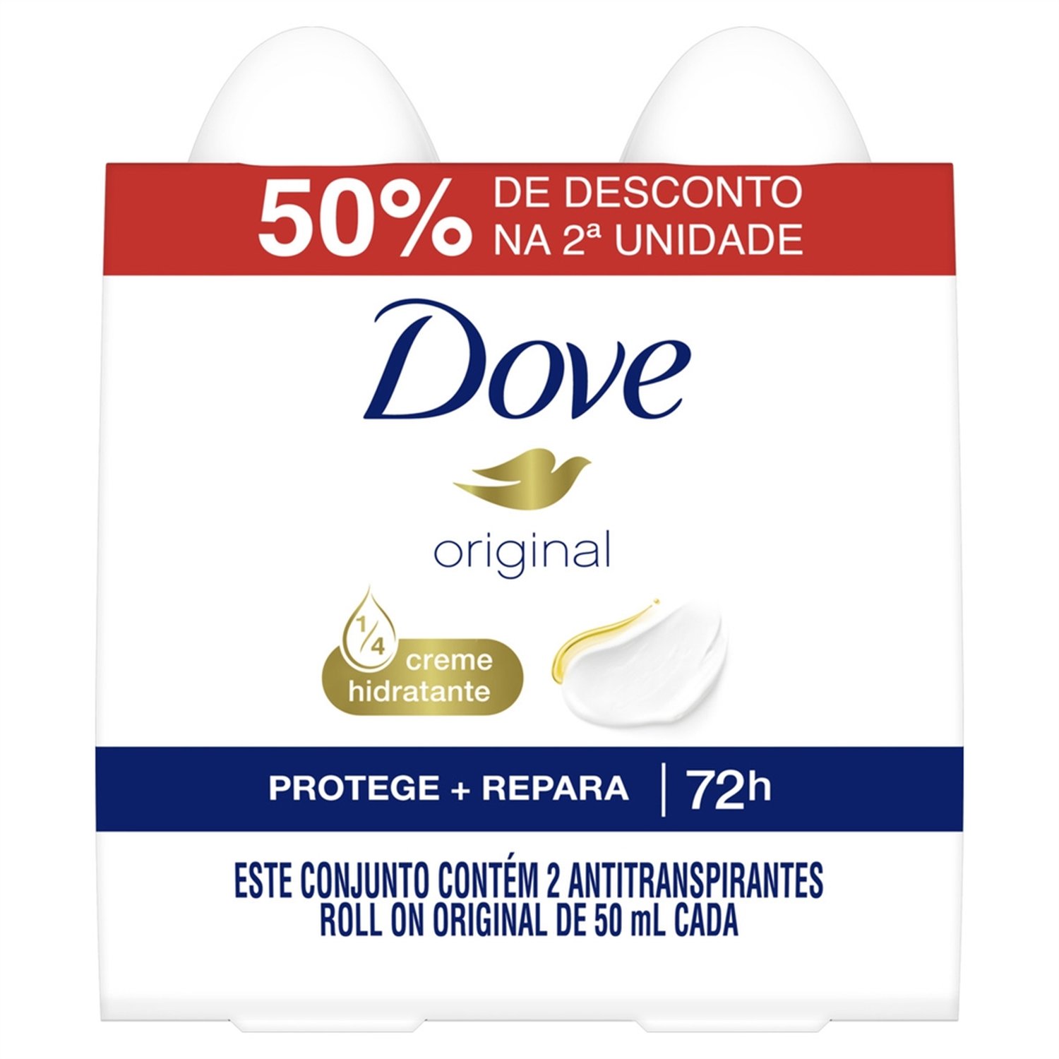 Desodorante Roll-On Dove Original 50ml - Embalagem com 2 Unidades