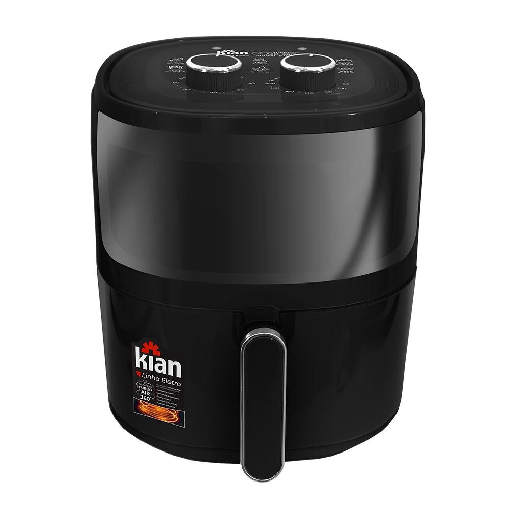 Air Fryer C/ Visor 5L Preta 1.800W 127V Cesto Removível Kian