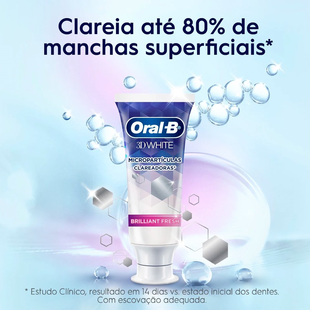 Creme Dental Oral-B 3D White 70g - Embalagem com 6 Unidades