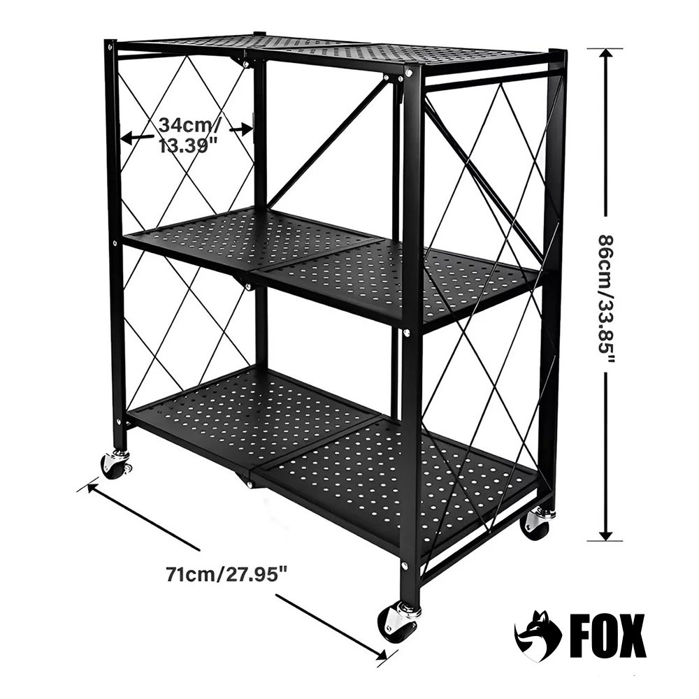 Estante Organizadora Dobravel 3 Niveis Fox Preta
