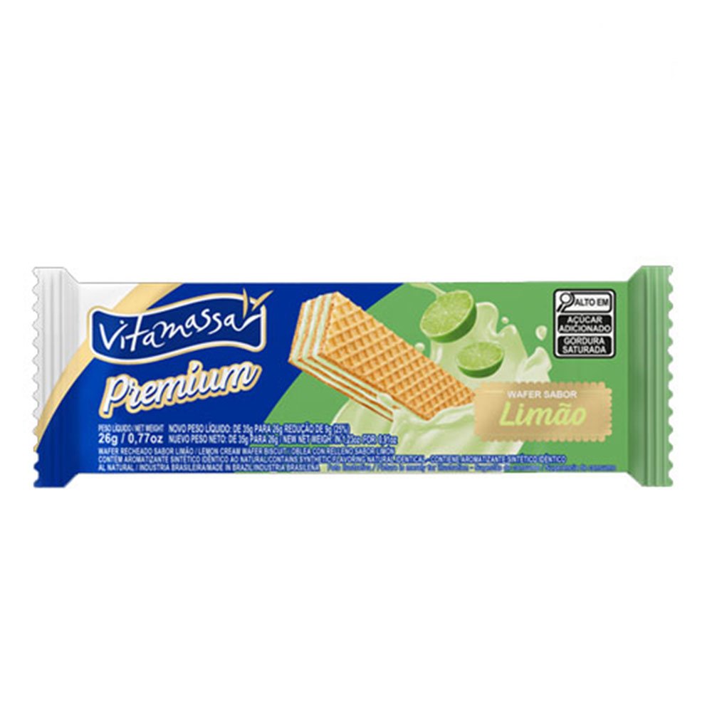 Biscoito Wafer Premium Vitamassa 26g Limão