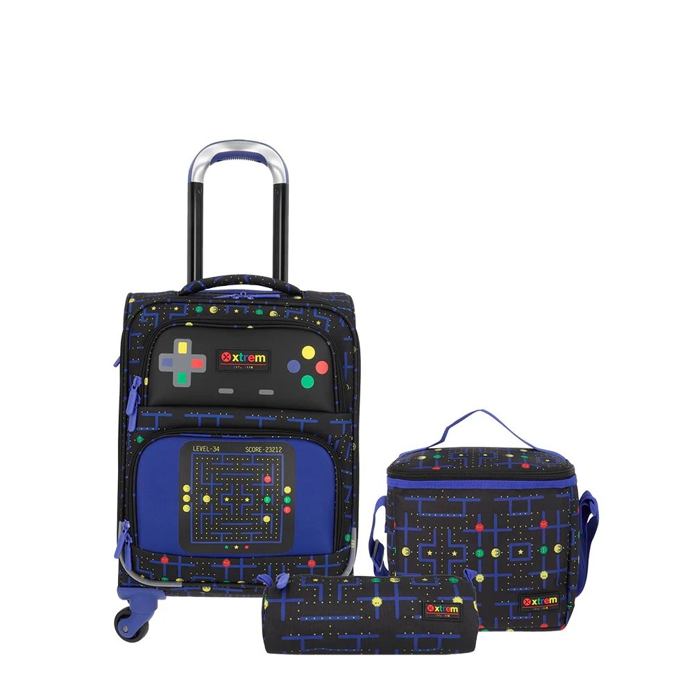 Mochila Infantil Xtrem Speedy Pack 4xt Gamer Azul, Com Lancheira E Estojo, Samsonite