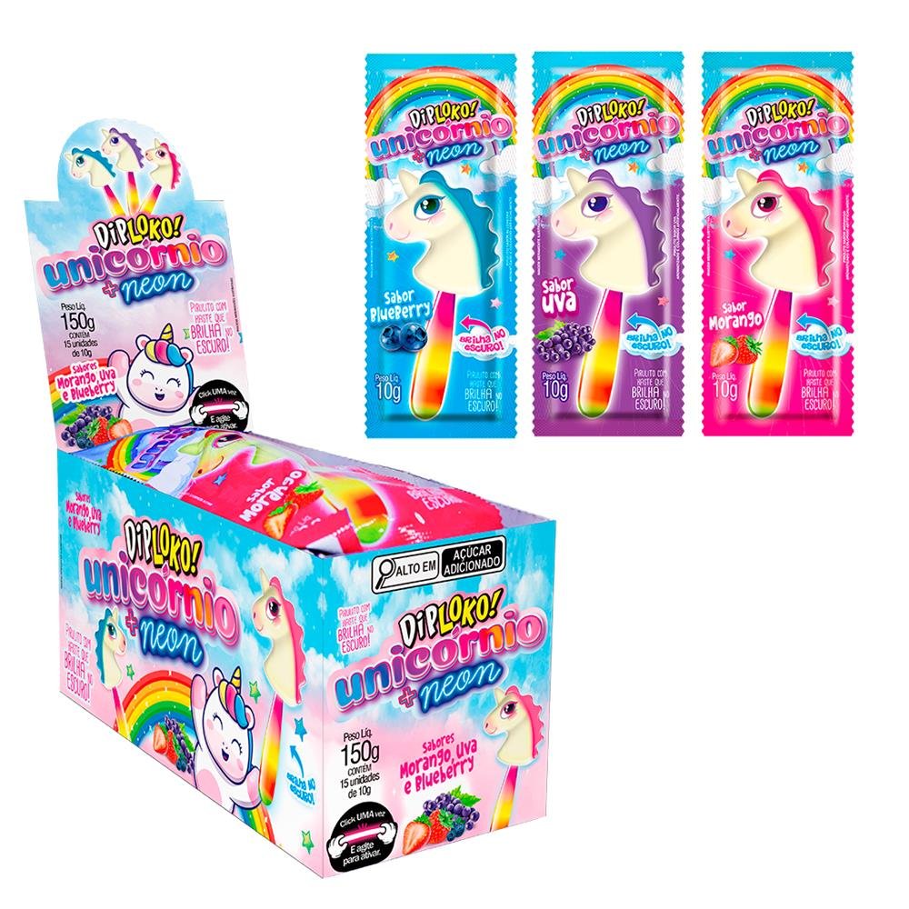 Dip Loko Neon Unicornio Sortido 15x10g - Danilla