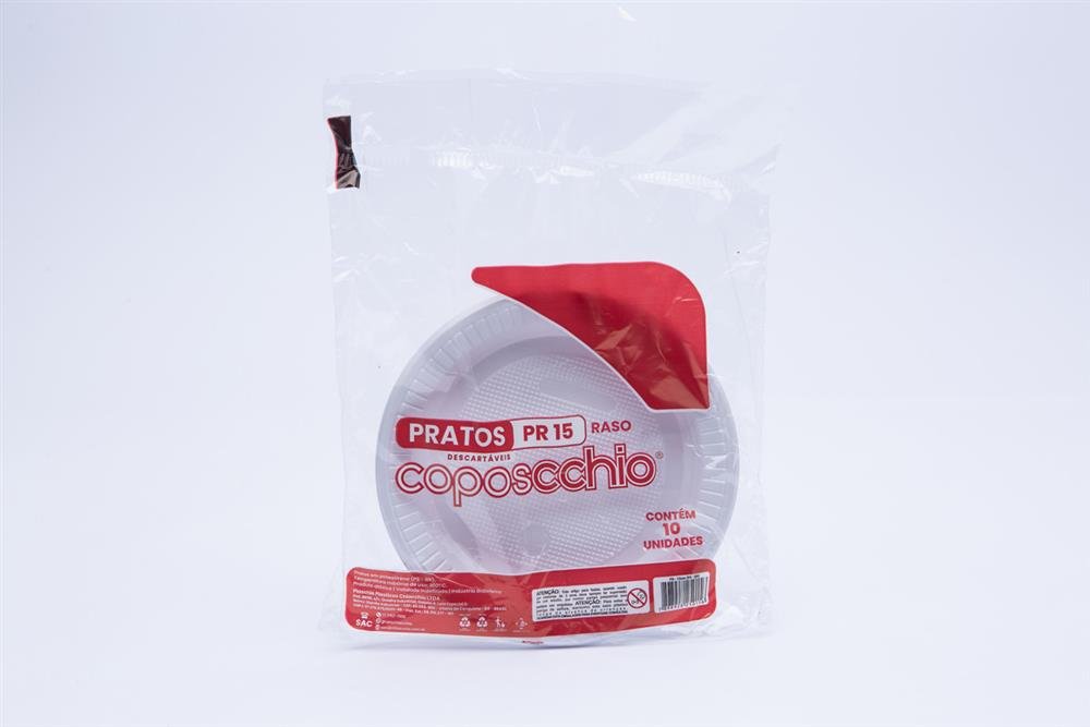 Prato Descartável Raso 15 Coposcchio - 50x10 Unidades