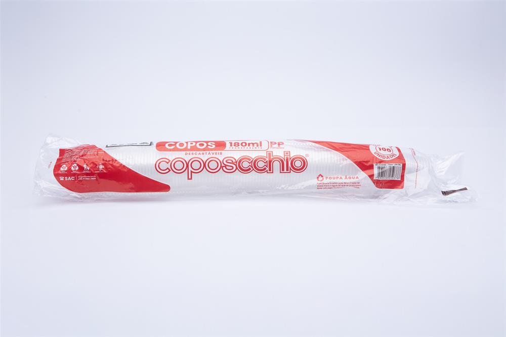 Copo Descartável Transparente 180ml Coposcchio - 25x100 Unidades