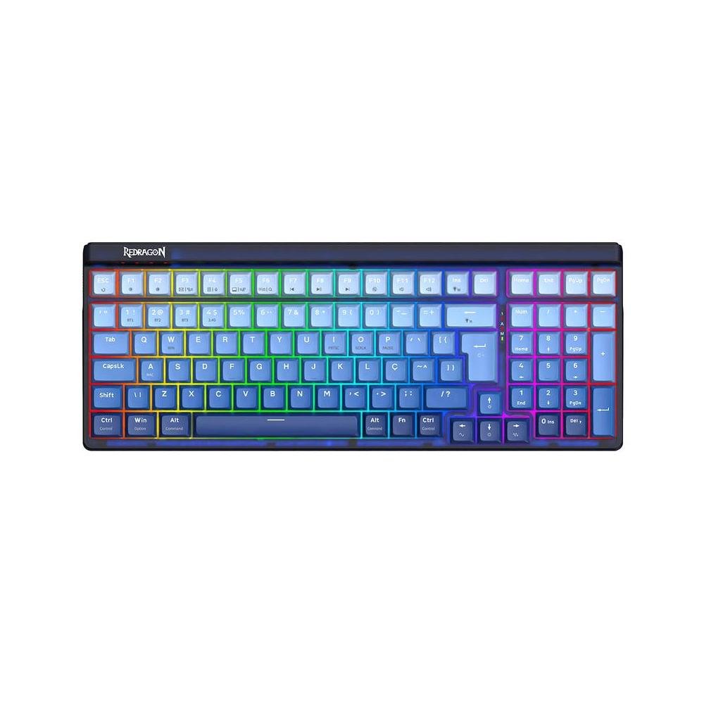 Teclado Gamer Mecanico Redragon Garen Pro, Wireless, Bluetooth, RGB, Switch Purple, Azul - K656WB-RGB-PRO.