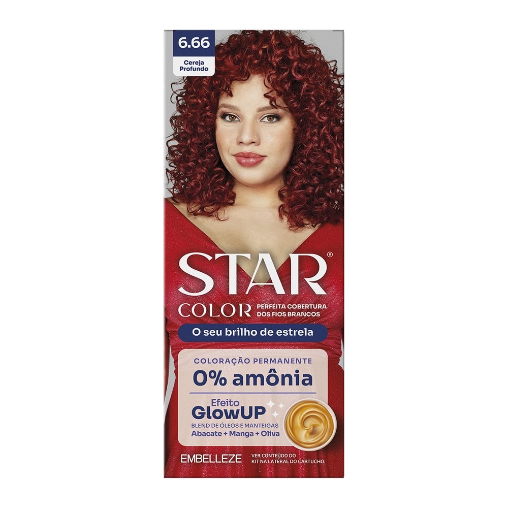 Tinta de Cabelo Starcolor Kit Prático 6.66 Cereja Profundo sem Amônia