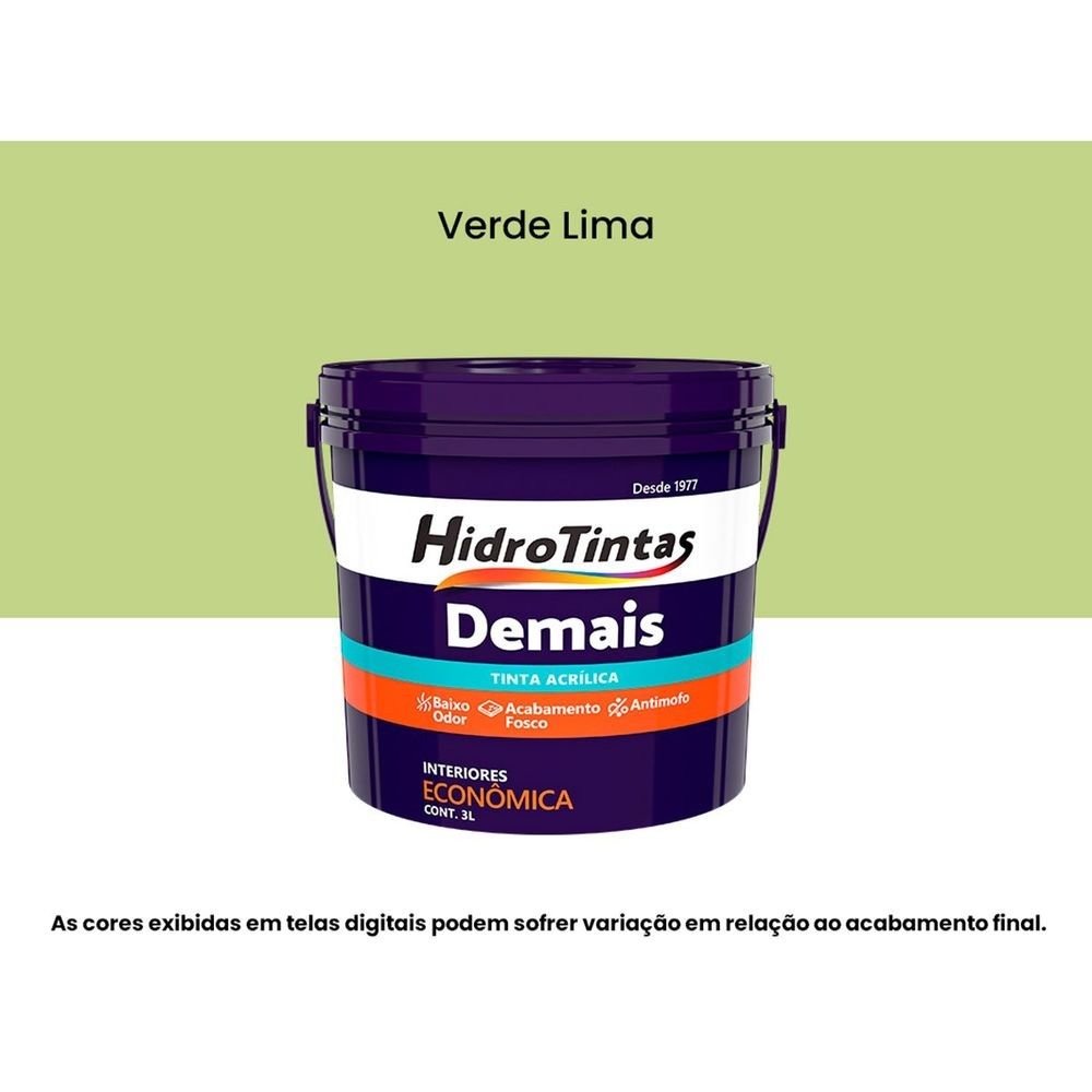 Tinta Acrílica Econômica Fosca 3l Demais Verde Lima Hidrotintas