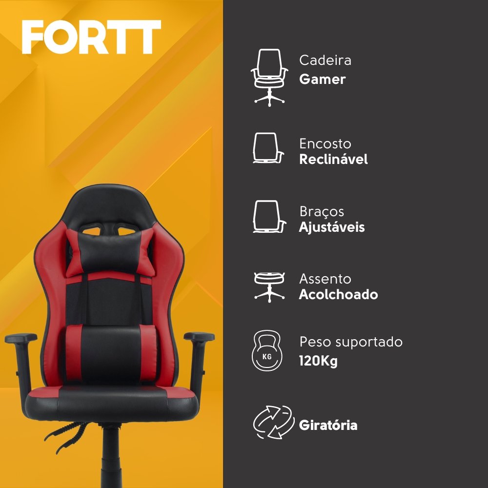 Cadeira Gamer Fortt Mendoza Vermelha - CGF002-V