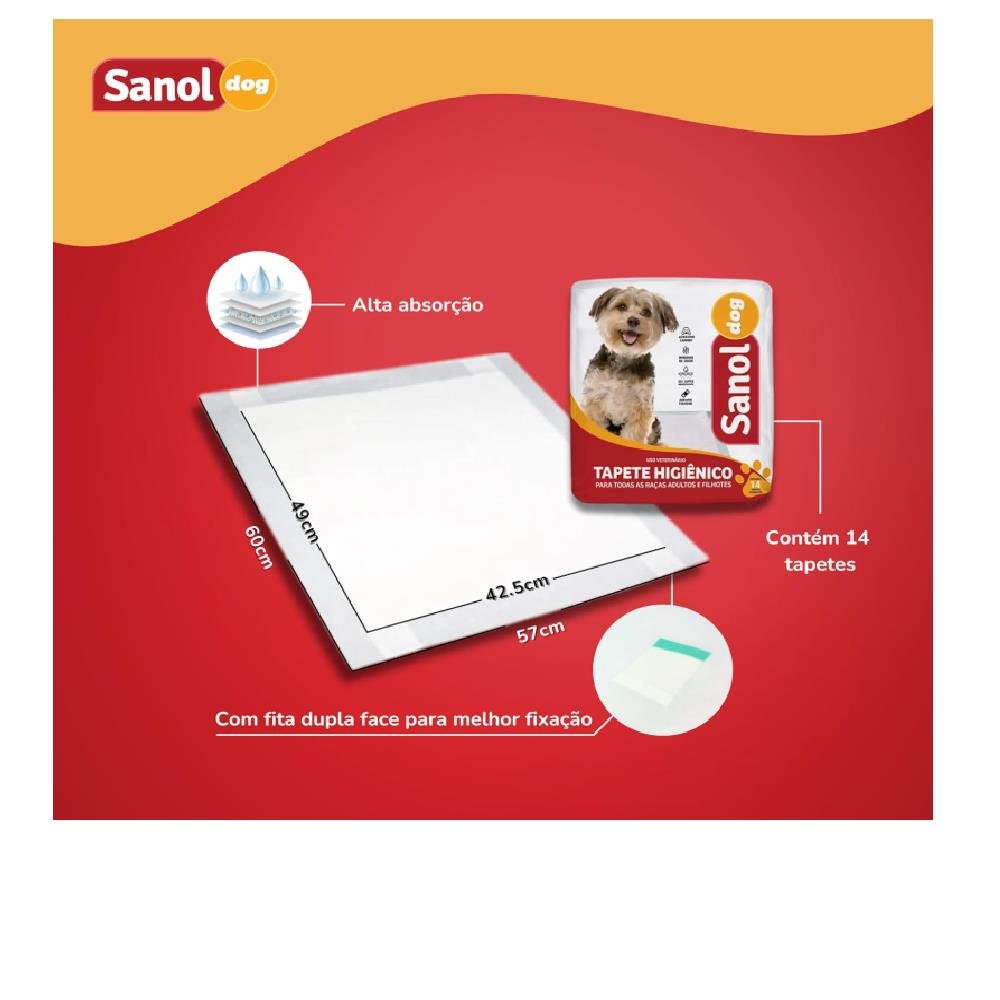 Tapete Higiênico Sanol Dog 14 Unidades - Fardo Com 6 Pacotes
