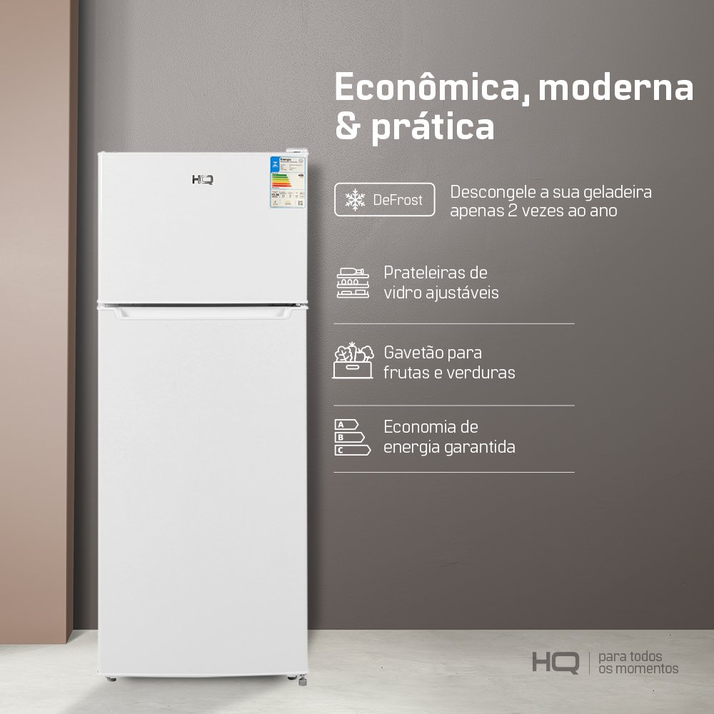 Geladeira Refrigerador HQ Defrost 230 Litros Branco HQ-230RDF 127V