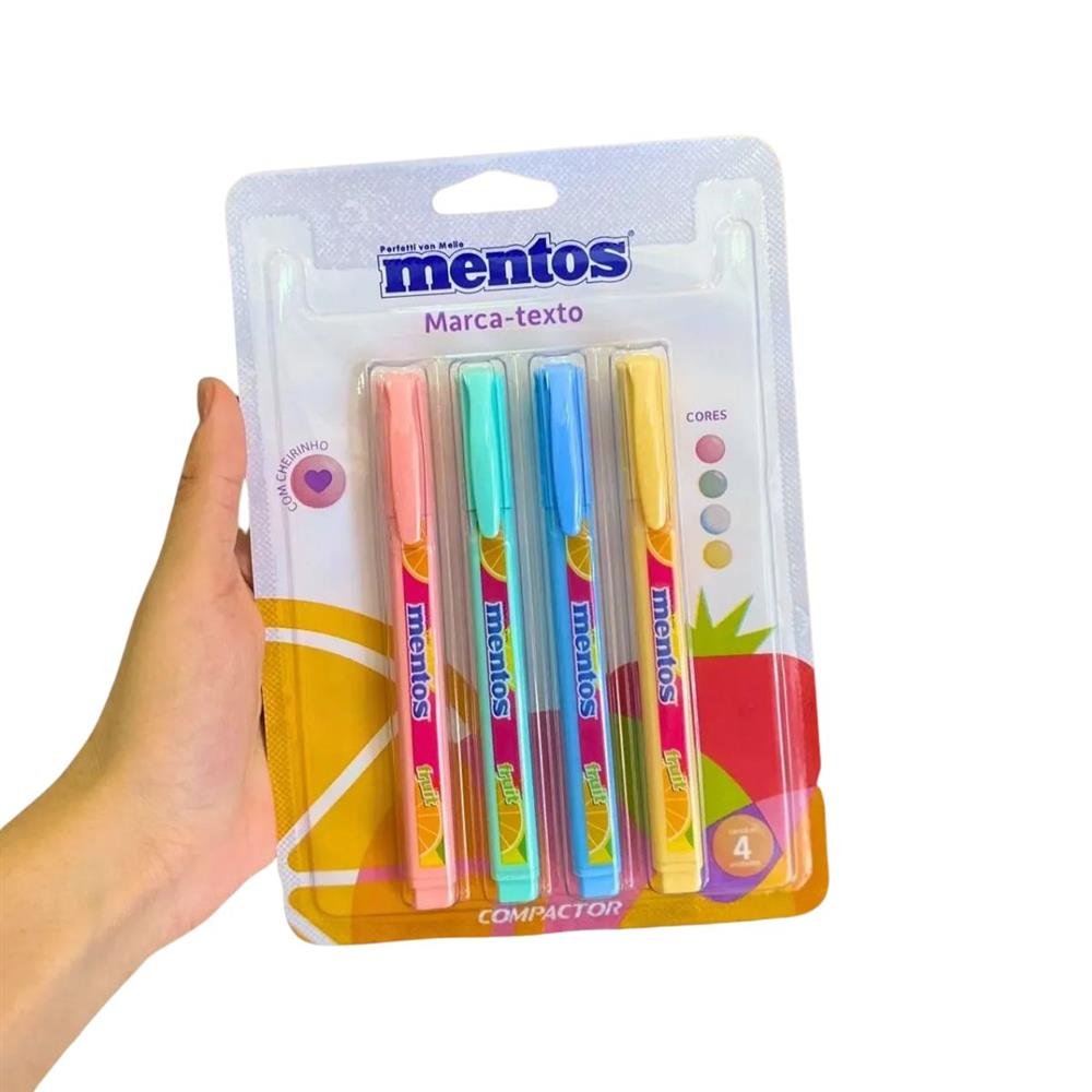 Marca Texto Mentos Compactor 4 Cores