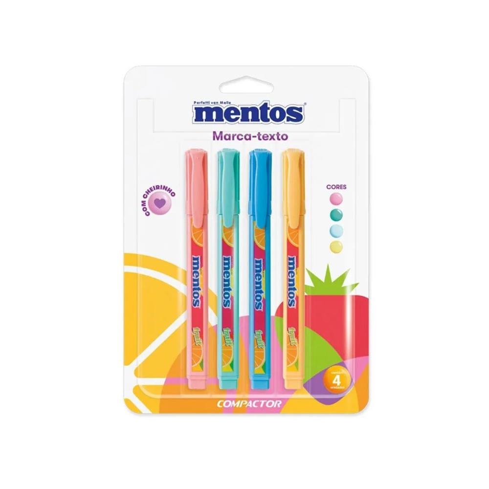 Marca Texto Mentos Compactor 4 Cores