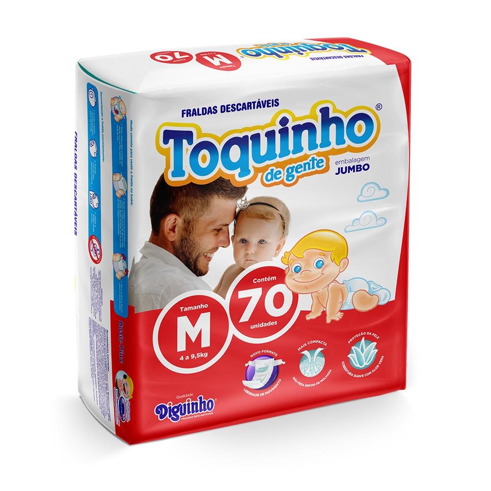 Fralda Descartável Toquinho Basic Plus M - 70 Unidades