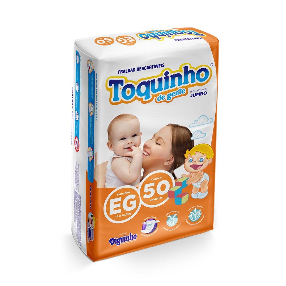 Fralda Descartável Toquinho Basic Plus Eg - 50 Unidades