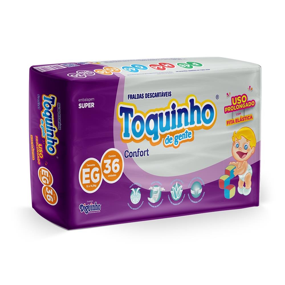Fralda descartavel toquinho confort super EG - 36 Unidades