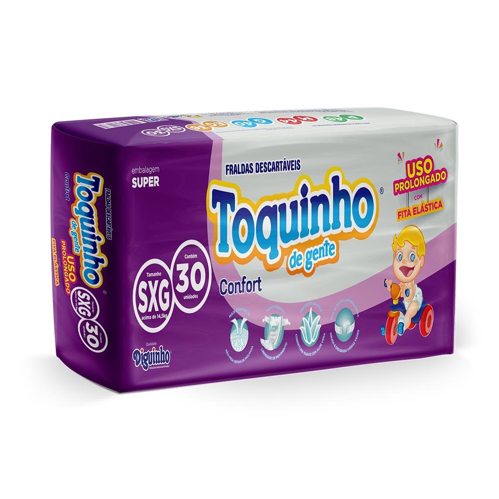 Fralda Descartavel Toquinho Confort Super Sxg - 30 Unidades