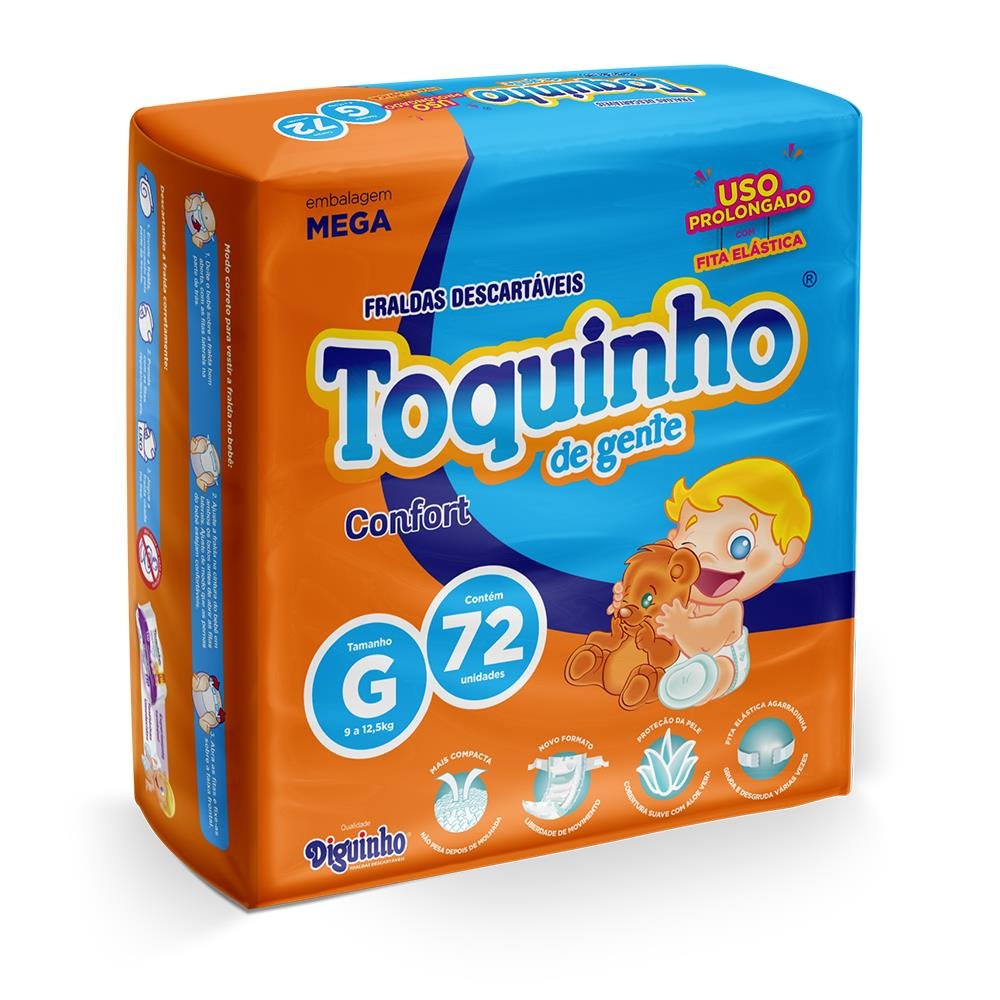 Fralda Descartavel Toquinho Mega G - 72 Unidades