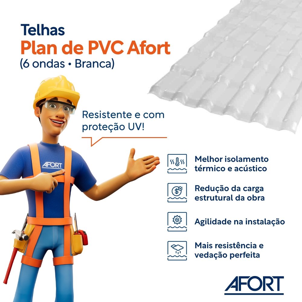 Telha PVC Fortlev Plan Branca 2,42x0,88m