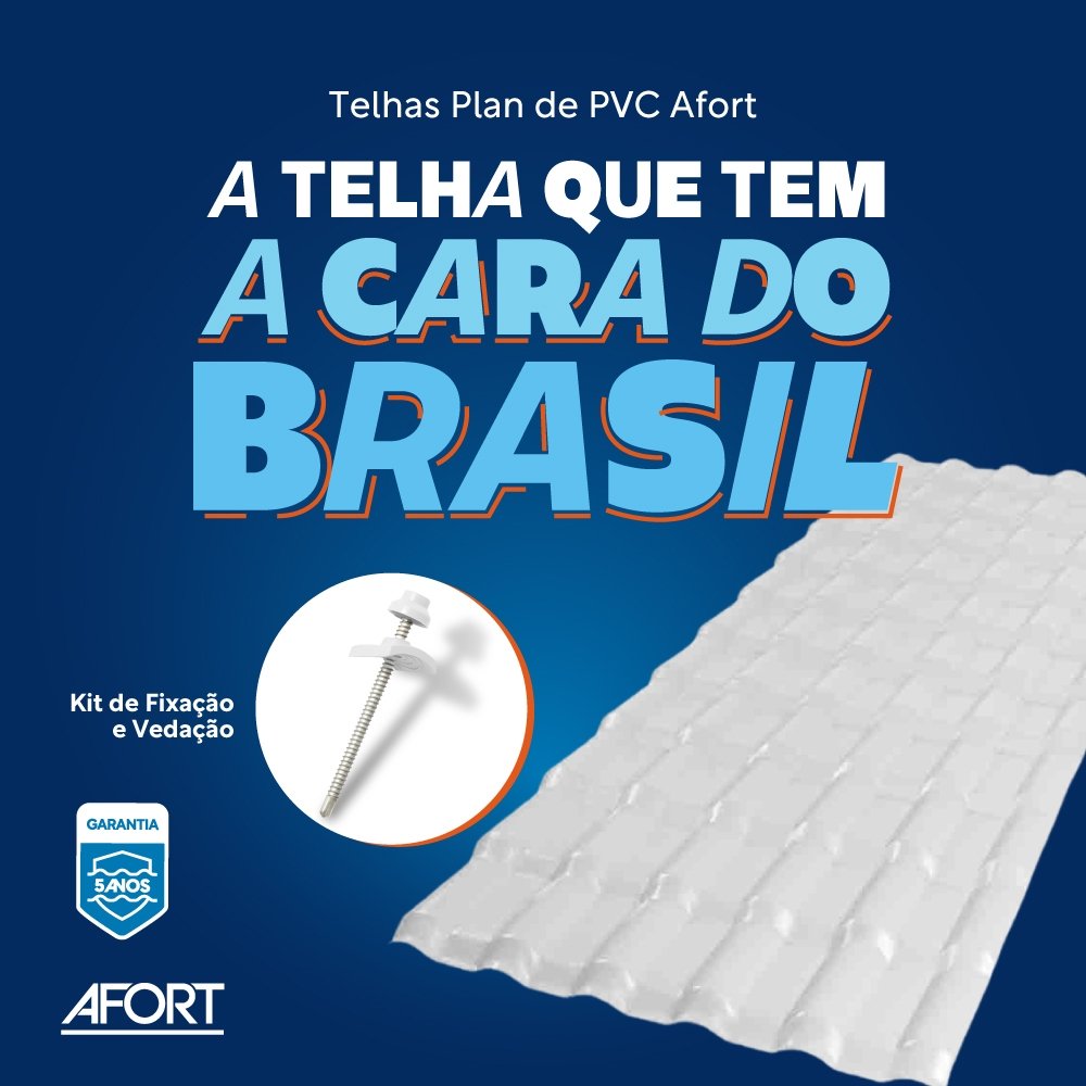 Telha PVC Fortlev Plan Branca 2,42x0,88m