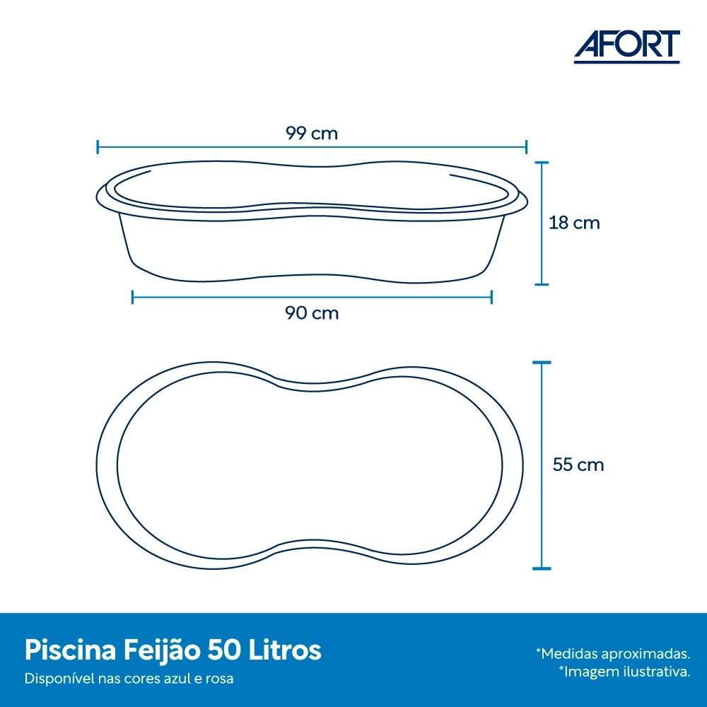 Caixa Plástica Multiuso Afort Feijão Azul 50 Litros