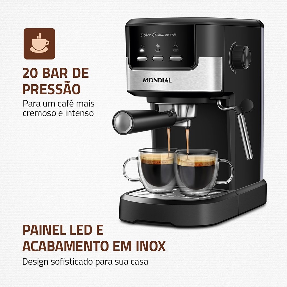 Cafeteira Expresso Mondial C-20-EC - 30 Xícaras, Preto/Inox, 220V