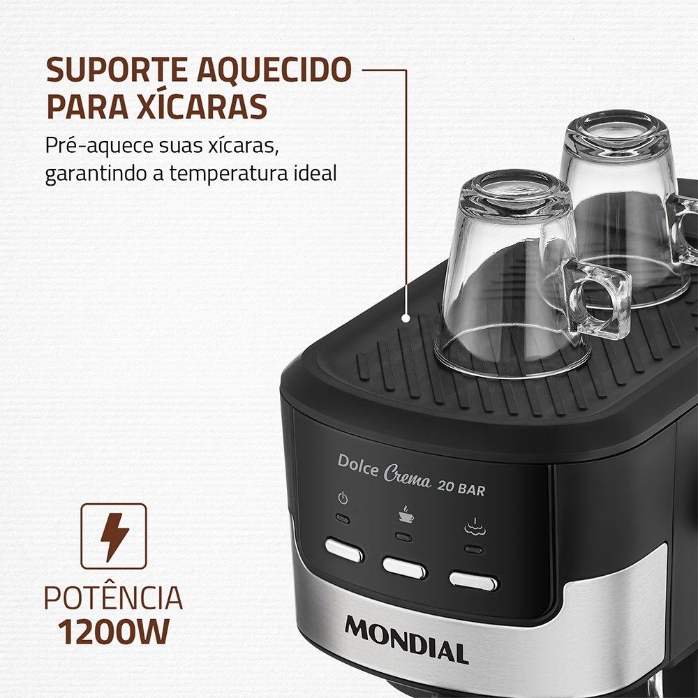 Cafeteira Expresso Mondial C-20-EC - 30 Xícaras, Preto/Inox, 220V
