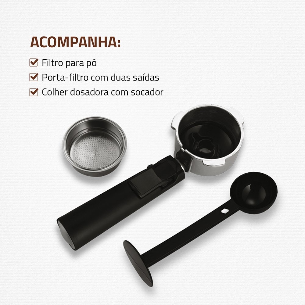 Cafeteira Expresso Mondial C-20-EC - 30 Xícaras, Preto/Inox, 220V