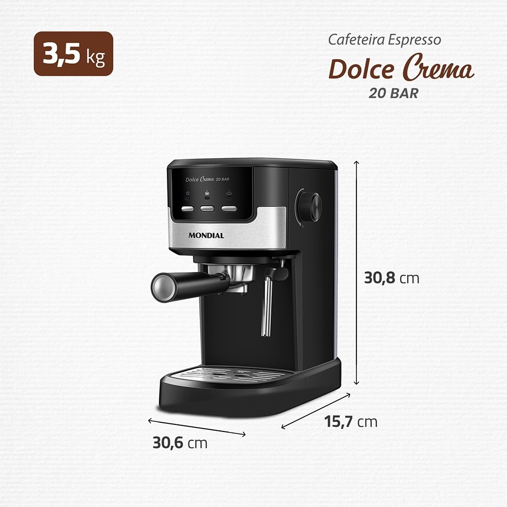 Cafeteira Expresso Mondial C-20-EC - 30 Xícaras, Preto/Inox, 220V