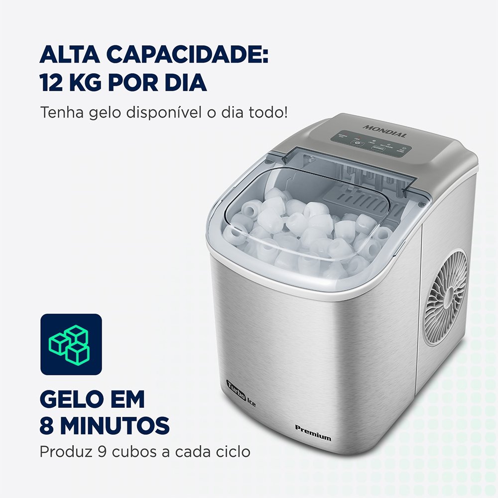 Máquina De Gelo Mondial MG-12-GI - Cinza, 220V