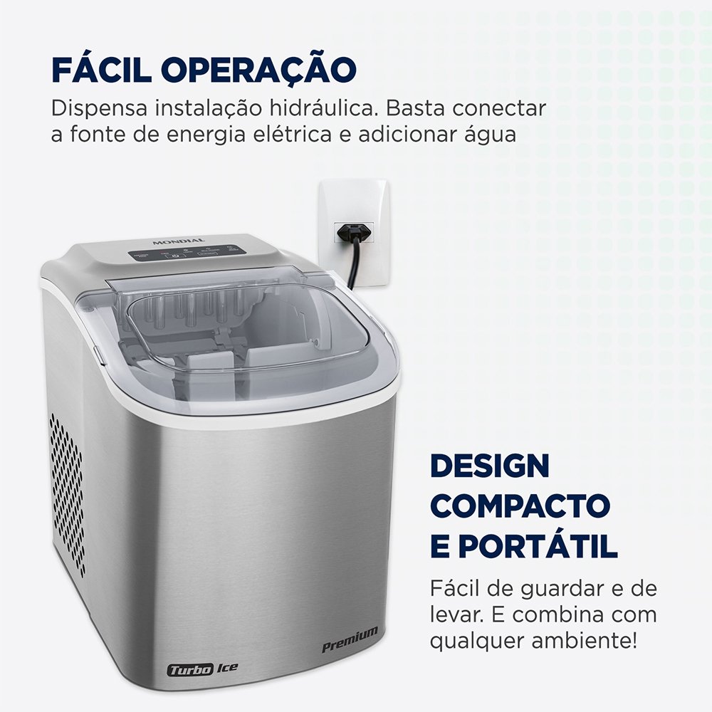 Máquina De Gelo Mondial MG-12-GI - Cinza, 220V