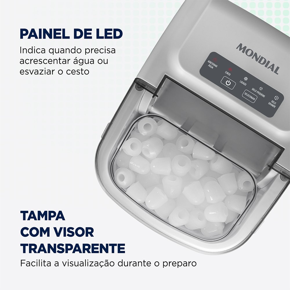 Máquina De Gelo Mondial MG-12-GI - Cinza, 220V