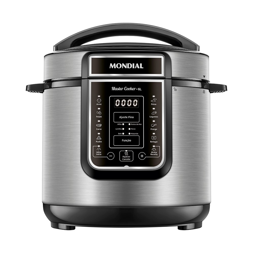 Panela de Pressão Elétrica Mondial PE-60-6L-I - 6 Litros, Preto/Inox, 220V