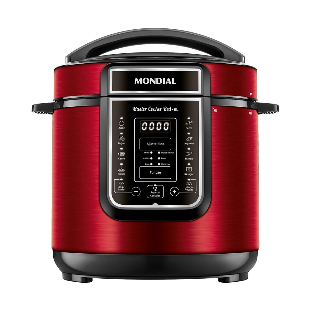 Panela Elétrica de Pressão Mondial PE-60-6L-RI | 6 Litros, Vermelho/Inox, 110V