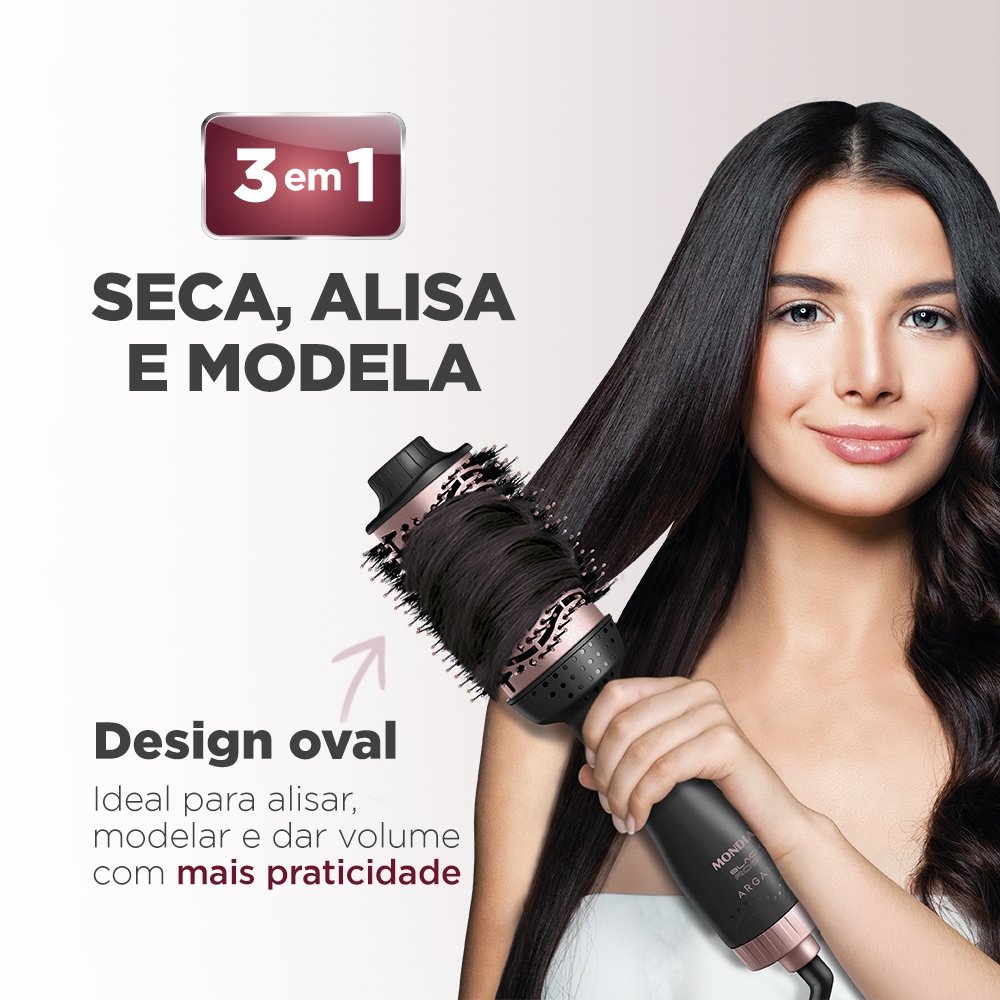 Escova Secadora Mondial ES-14-BI - Preto/Golden, Bivolt