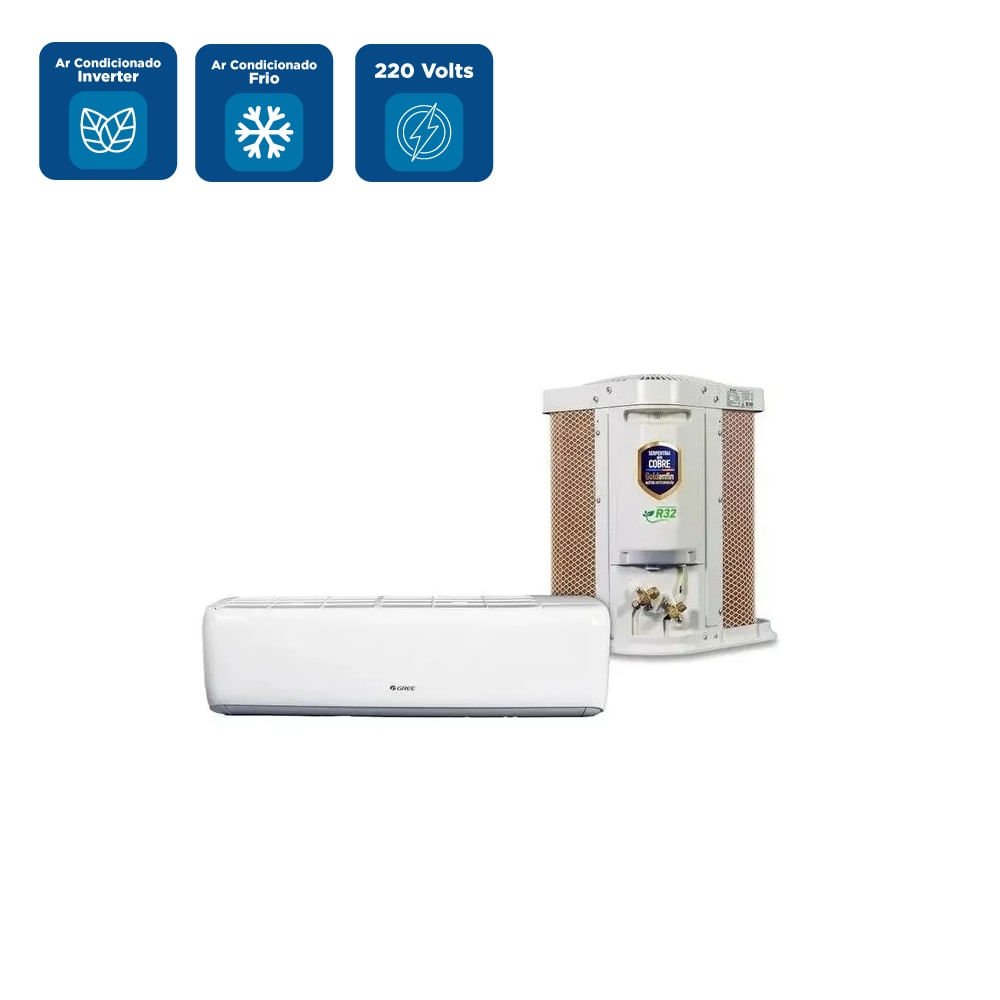 Ar Condicionado Split Hi Wall Gree G-Top Auto Inverter 9000 BTU/h Frio GWC09ATB-D6DNA1A/I ¿ 220 Volts