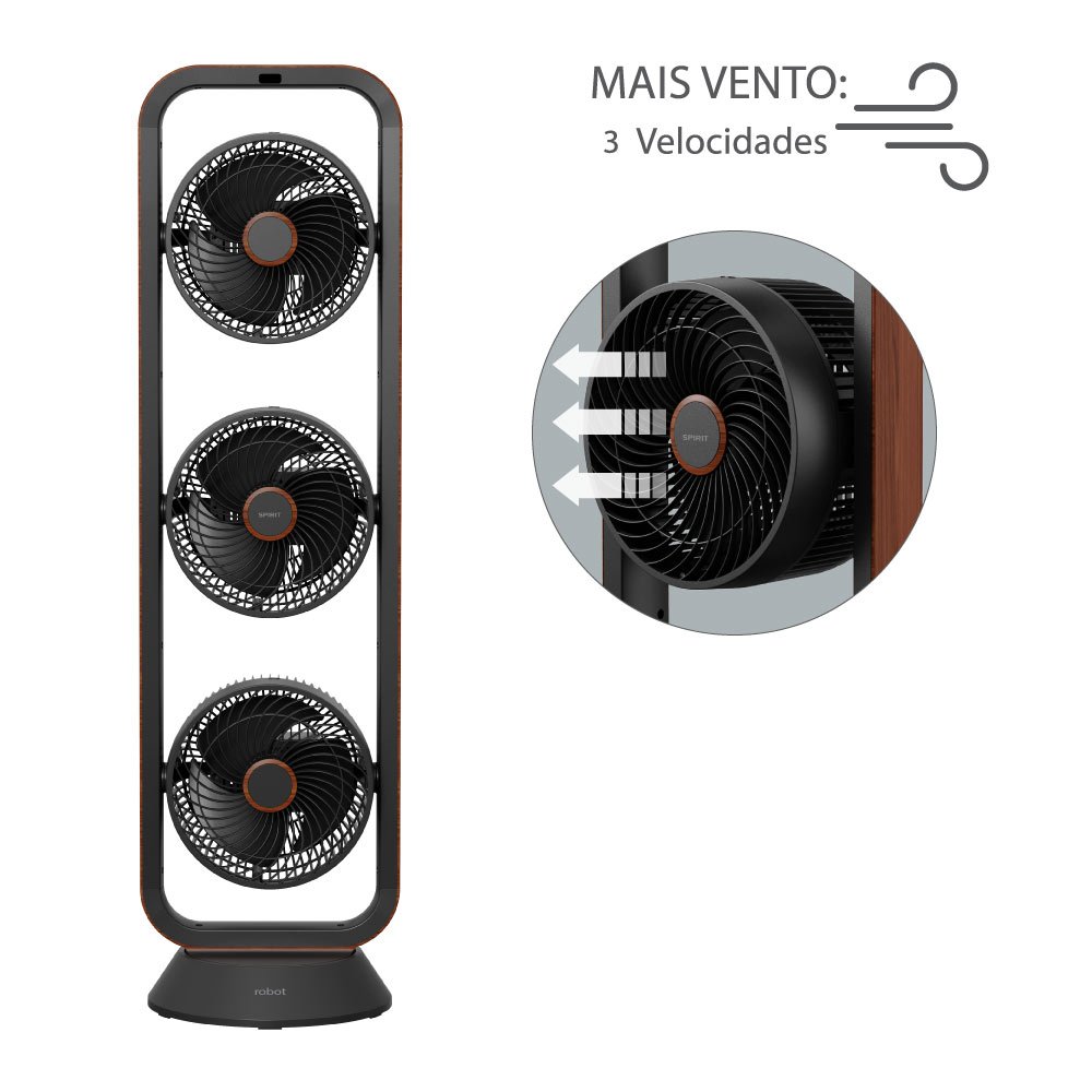 Ventilador Triplo Spirit Robot Pt-Tabaco 220V
