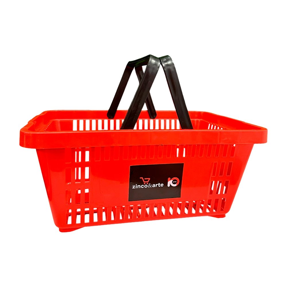 Cesta Plástica Zinco e Arte Vermelha 15l